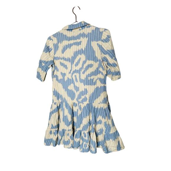 DIANE VON FURSTENBERG Blue Printed Shift Shirt Collar Neck Beata Dress Size 2 - Picture 5 of 12